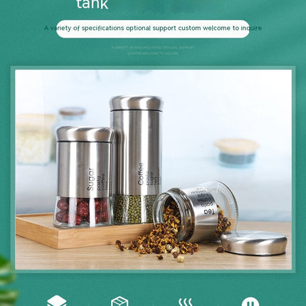 Stainless Steel Nested Canister Storage with Glass Window Airtight Lid Coffee Tea Storage Jars