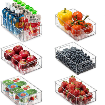 Stackable Refrigerator Organizer Bins Pull Out Drawers with Handles food Saver Set