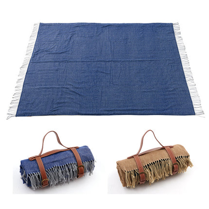 Waterproof and Moisture Resistant Beach Mat with Tassel Leather Straps