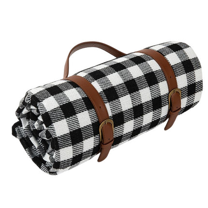 Large Picnic Mat with Leather Straps Outdoor Camping Picnic Moisture-proof Mat