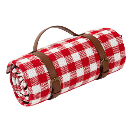 Large Picnic Mat with Leather Straps Outdoor Camping Picnic Moisture-proof Mat