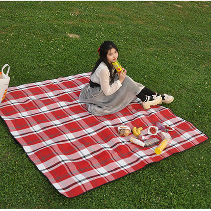 Plaid Picnic Mat Leather Strap Moisture-proof Mat Outdoor Camping Tent Beach Mat