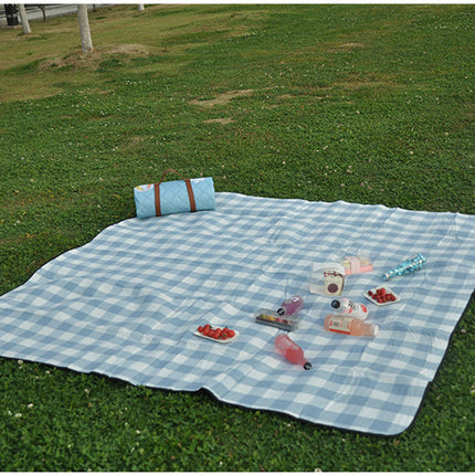 Plaid Picnic Mat Leather Strap Moisture-proof Mat Outdoor Camping Tent Beach Mat