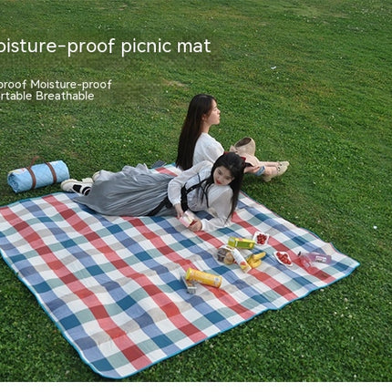 Plaid Picnic Mat Leather Strap Moisture-proof Mat Outdoor Camping Tent Beach Mat