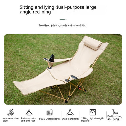 Camping Lounge Chair, Portable Reclining Camping Chair, Folding Camping Chair Mesh Recliner