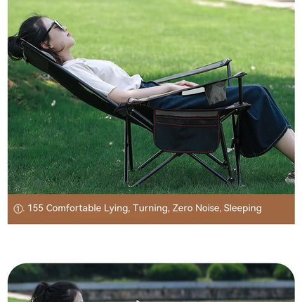 Camping Lounge Chair, Portable Reclining Camping Chair, Folding Mesh Recliner