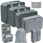 Wash bag set of eight gray