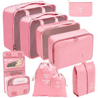 Nine piece wash bag set in pink