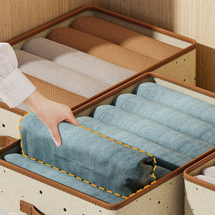 Fabric Storage Box with Handle Stackable Foldable Storage Baskets