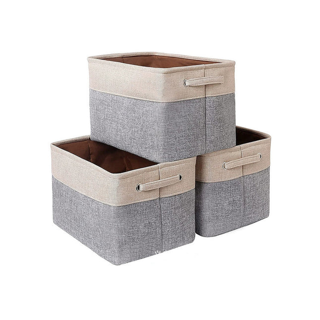 Fabric Storage Bins, Large Storage Baskets with Handles, Foldable Linen Cloth Storage Baskets