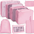 Assemble an eight piece set in pink