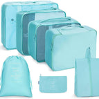 Seven piece set of bright blue