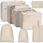 Eight piece set of beige white