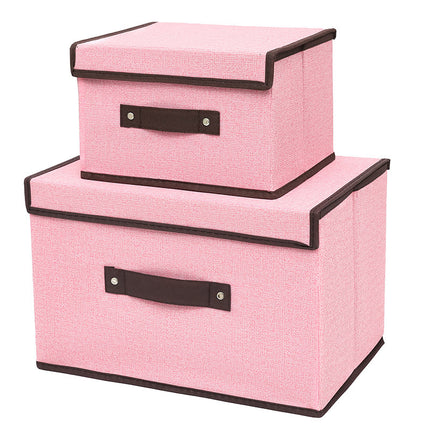 Boxes Foldable Lidded Cotton Linen Fabric Home Cubes Organizer Containers with Handles Storage