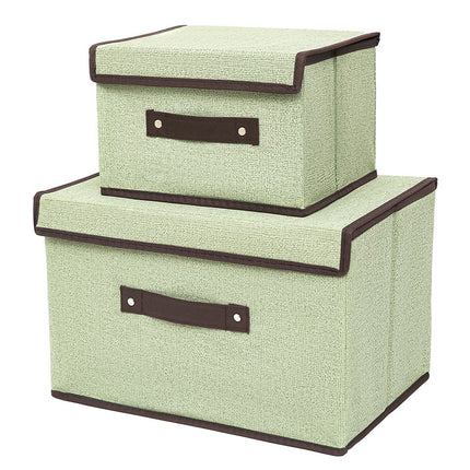 Boxes Foldable Lidded Cotton Linen Fabric Home Cubes Organizer Containers with Handles Storage