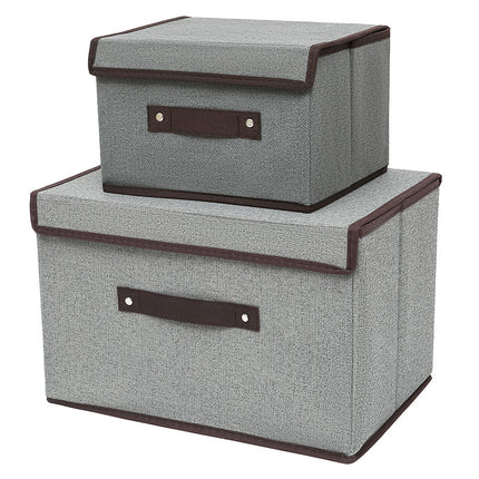 Boxes Foldable Lidded Cotton Linen Fabric Home Cubes Organizer Containers with Handles Storage