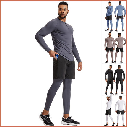 Men's Sports Compression Suit 3 Piece Long Pants Long Sleeve Shirt Shorts Winter Warm Gear