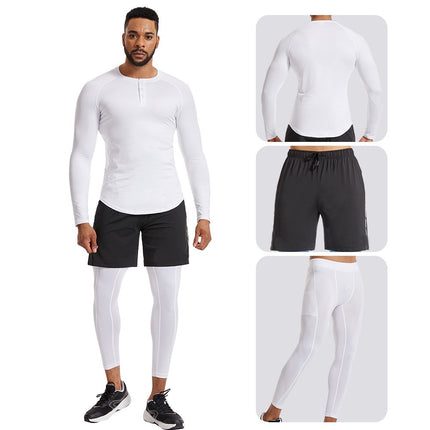 Men's Sports Compression Suit 3 Piece Long Pants Long Sleeve Shirt Shorts Winter Warm Gear