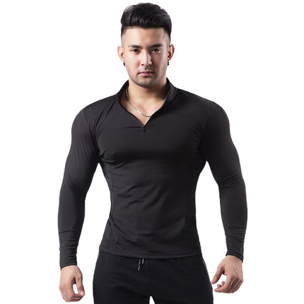 Men's 1/4 Zip Sports Long Sleeve T Shirt Gym Running Quick-Dry Shirts Outdoor Hiking Fishing Tops