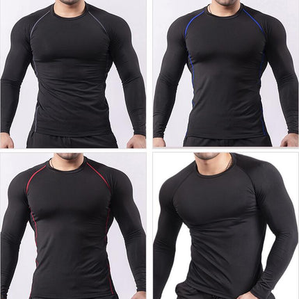 Mens Compression Base Layer Top Quick Dry Long Sleeve Running Top Moisture Wicking Muscle Support