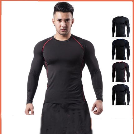 Mens Compression Base Layer Top Quick Dry Long Sleeve Running Top Moisture Wicking Muscle Support