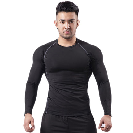 Mens Compression Base Layer Top Quick Dry Long Sleeve Running Top Moisture Wicking Muscle Support