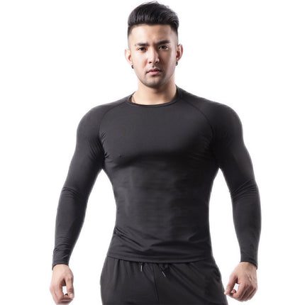 Mens Compression Base Layer Top Quick Dry Long Sleeve Running Top Moisture Wicking Muscle Support