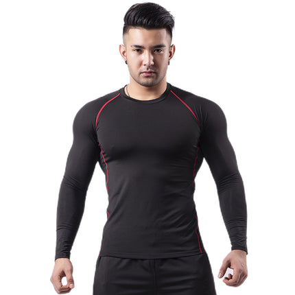 Mens Compression Base Layer Top Quick Dry Long Sleeve Running Top Moisture Wicking Muscle Support