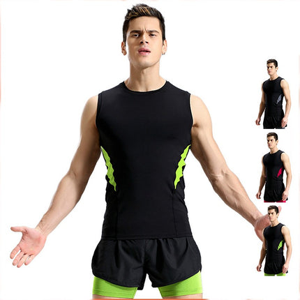 Men's Sleeveless Sweatshirt, Dry Running Compression Short Sleeve Shirt, Sports Base Layer Tank Top