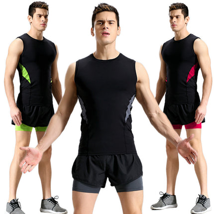 Men's Sleeveless Sweatshirt, Dry Running Compression Short Sleeve Shirt, Sports Base Layer Tank Top