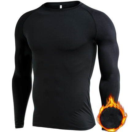 Men's Long Sleeve Compression Base Layer Shirt Athletic Shirt Blue Ball Training Running Shirt