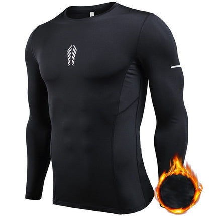 Men's Long Sleeve Compression Base Layer Shirt Athletic Shirt Blue Ball Training Running Shirt