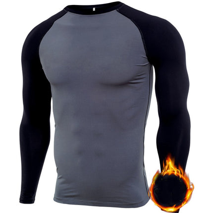 Men's Long Sleeve Compression Base Layer Shirt Athletic Shirt Blue Ball Training Running Shirt