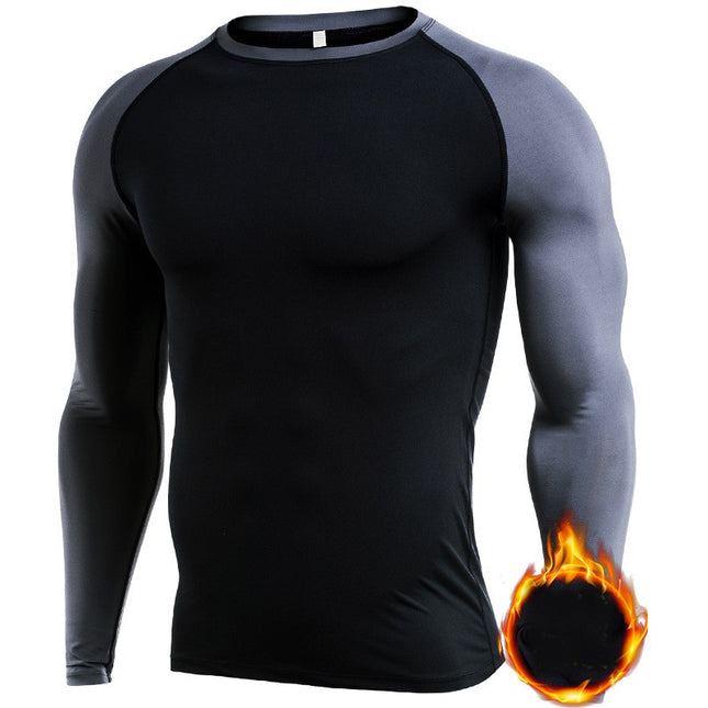 Men's Long Sleeve Compression Base Layer Shirt Athletic Shirt Blue Ball Training Running Shirt