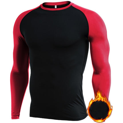 Men's Long Sleeve Compression Base Layer Shirt Athletic Shirt Blue Ball Training Running Shirt