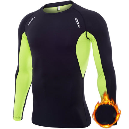 Men's Long Sleeve Compression Base Layer Shirt Athletic Shirt Blue Ball Training Running Shirt