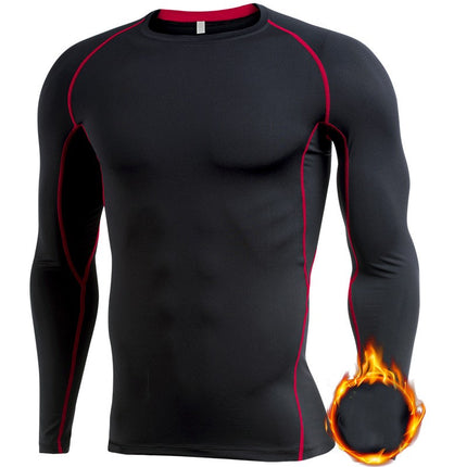 Men's Long Sleeve Compression Base Layer Shirt Athletic Shirt Blue Ball Training Running Shirt