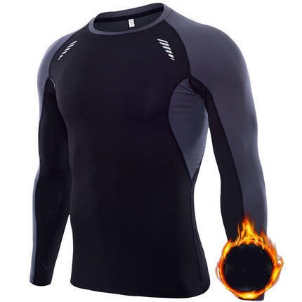 Men's Long Sleeve Compression Base Layer Shirt Athletic Shirt Blue Ball Training Running Shirt