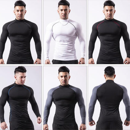 Men Skinny Tight Compression Base Layer Long Sleeve T Shirt Bodybuilding Tops