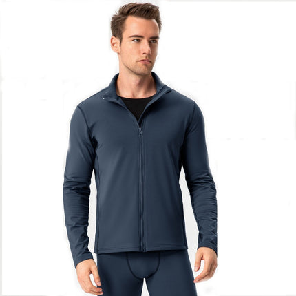 Mens Padded Long Sleeve Full Zip Jacket - Slim Warm Sports Running Jacket