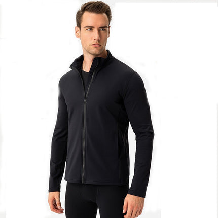 Mens Padded Long Sleeve Full Zip Jacket - Slim Warm Sports Running Jacket