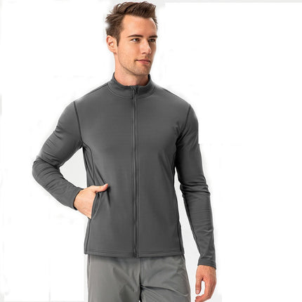 Mens Padded Long Sleeve Full Zip Jacket - Slim Warm Sports Running Jacket