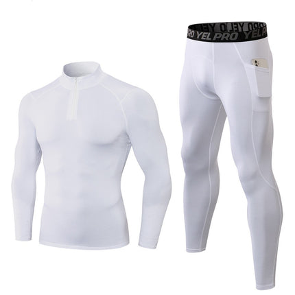 Men's Thermal Underwear Set - Long Sleeve Skinny Training Long Pants Two Piece Set