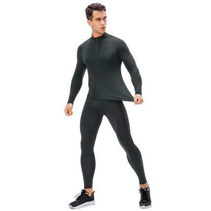 Men's Thermal Underwear Set - Long Sleeve Skinny Training Long Pants Two Piece Set