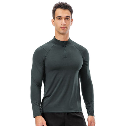 Men's Tactical Shirt Long Sleeve Half Zip Pullover Sweatshirt Running Sweatshirt Quick Drying