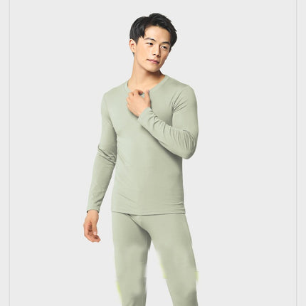 Men's Ultra Soft Thermal Underwear Set Stretchy Thin Modal Cotton Long Johns Top & Bottom Set