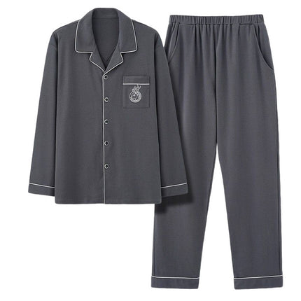 Men's Pajama Set, Long Sleeve Button Up Top and Pants, Fall Warm Homewear Pajamas