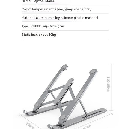 Aluminium Stand for Desk Foldable Laptop Riser Mount, Ergonomic Computer Notebook Stand