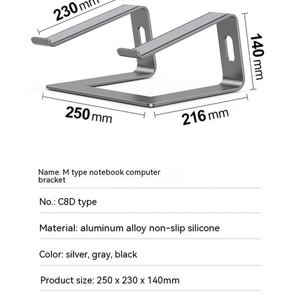 Aluminium Disassembly Laptop Riser Mount Stand for Desk , Ergonomic Computer Notebook Stand