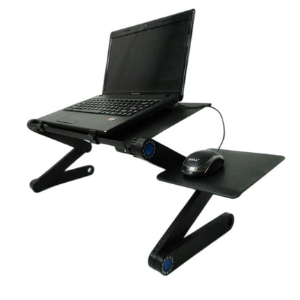 Laptop Stand Adjustable Height for Desk, Portable Lap Table with Cooling Fan & Mouse Pad